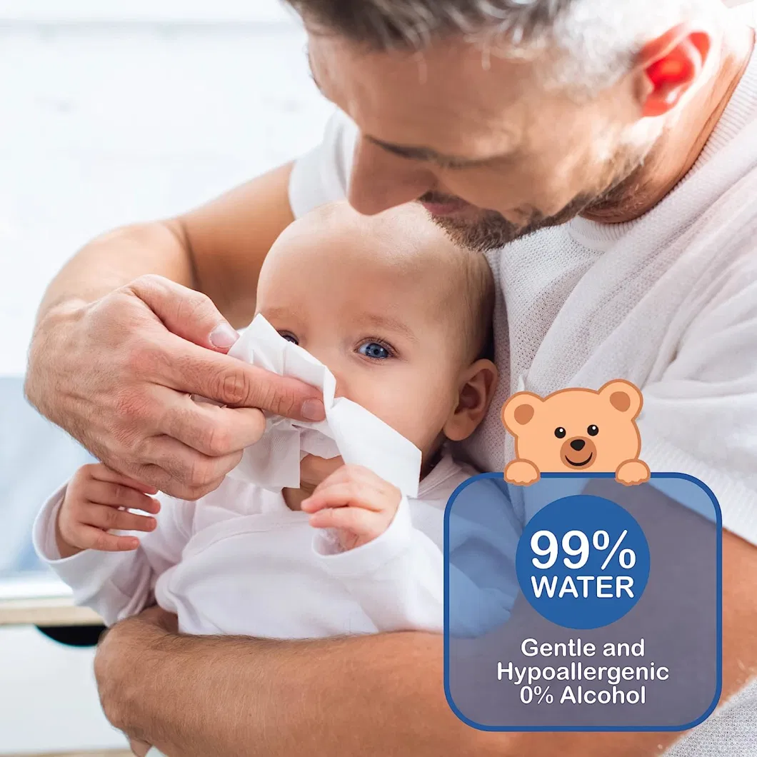 100% Biodegradable & Compostable Eco-Friendly Water Baby Wipes, Unscented, Hypoallergenic, Vegan, Alcohol-Free, Suitable for Sensitive Skin